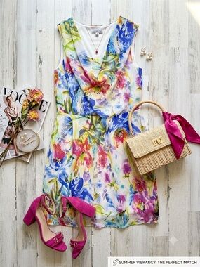 Madison Leigh Woman Floral Sleeveless Cowl
Neck Dress 18W